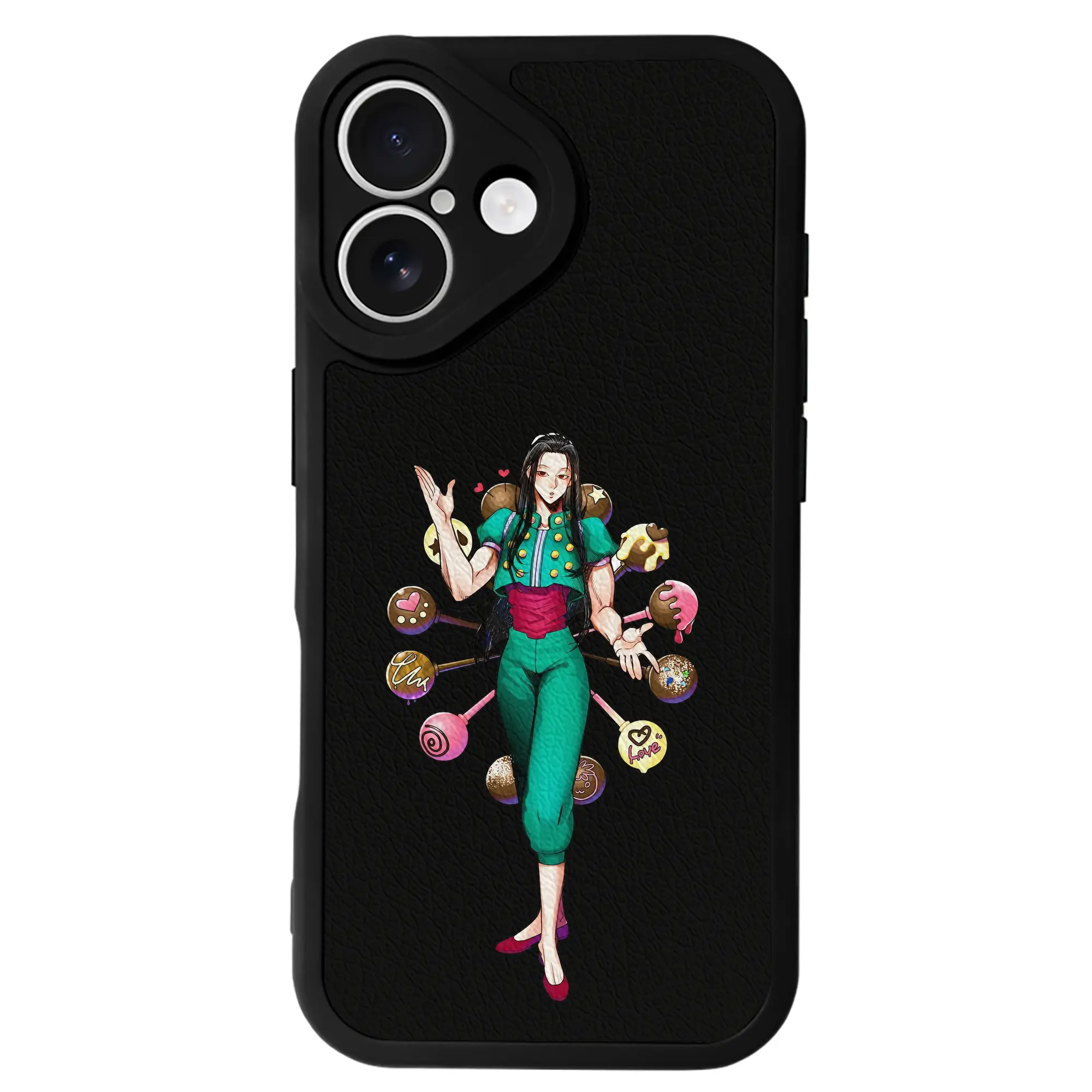 ハンター×ハンター グッズ イルミ＝ゾルディック - IPhone 16シリーズ対応 ・ シリコンスマホケース ・ レザー調 ・ 高精度フィット ・ 耐衝撃 ・ ワイヤレス充電対応 ・ 精密カット